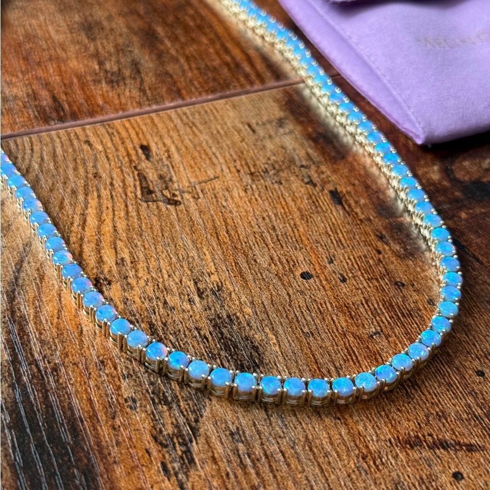 Melinda Maria Grand Heiress Tennis Necklace - Blue Opals - Picture 2 of 4